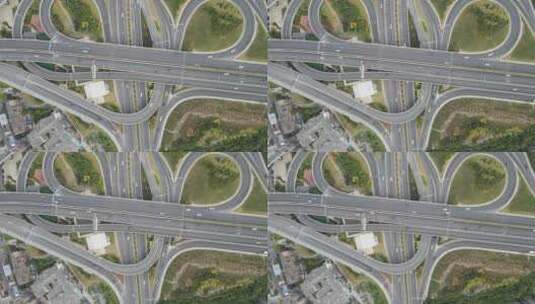 俯拍城市交叉路高架桥交通高清在线视频素材下载