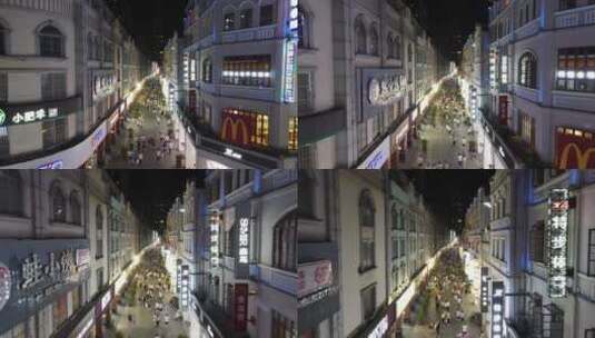 航拍南宁兴宁路步行街夜景高清在线视频素材下载