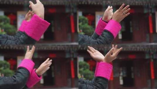中式四合院胡同女人手指舞高清在线视频素材下载