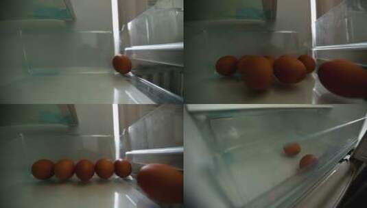 【镜头合集】打开冰箱门储存鸡蛋码放鸡蛋高清在线视频素材下载