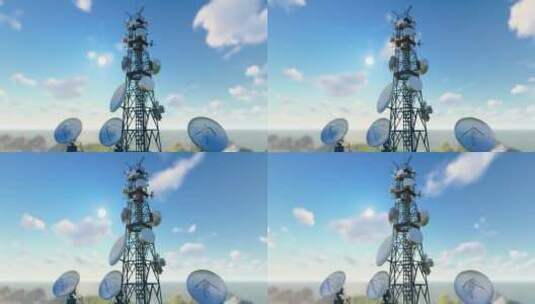 4K 5g信号塔基站发射和接收网络信号高清在线视频素材下载