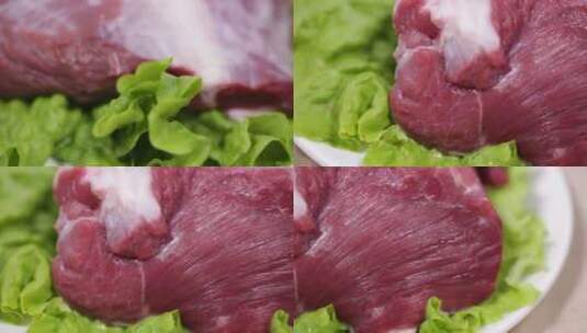 【镜头合集】酱牛肉原料牛腱子牛瘦肉高清在线视频素材下载