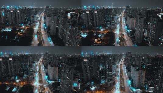 上海衡山路夜景航拍高清在线视频素材下载
