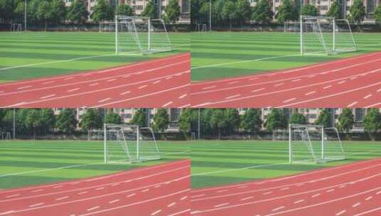 空无一人的学校足球场操场跑道4k高清在线视频素材下载