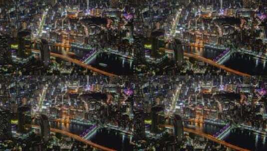 夜间鸟瞰城市灯光高清在线视频素材下载