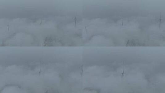 东白山雪后风车云海风光4K高清在线视频素材下载