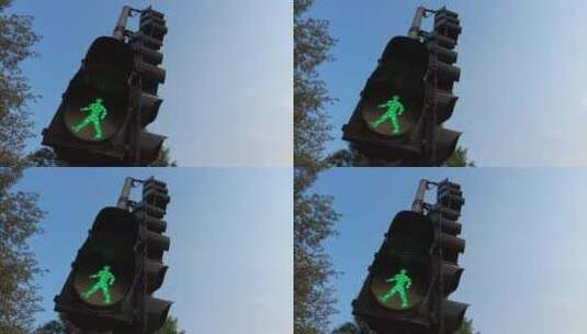 城市街道十字路口人行道红绿灯高清在线视频素材下载