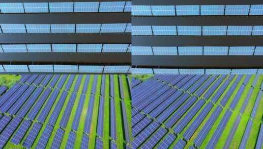 航拍屋顶上的太阳能电池板高清在线视频素材下载