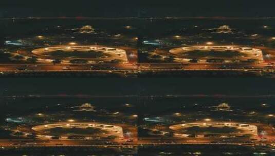 旅游景区湖南长沙橘子洲夜景竖屏航拍高清在线视频素材下载