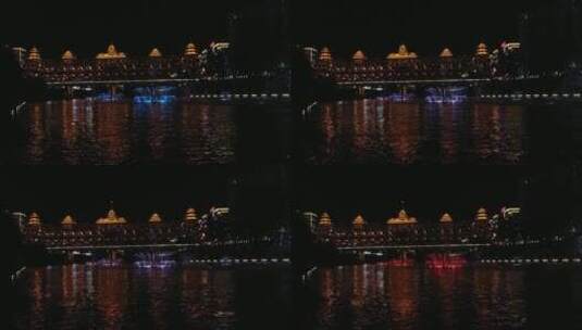 湖北省恩施州4A景区宣恩县侗族风雨桥夜景高清在线视频素材下载
