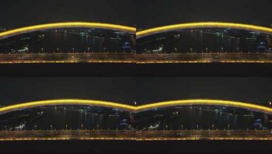 上海卢浦大桥夜景4K航拍高清在线视频素材下载