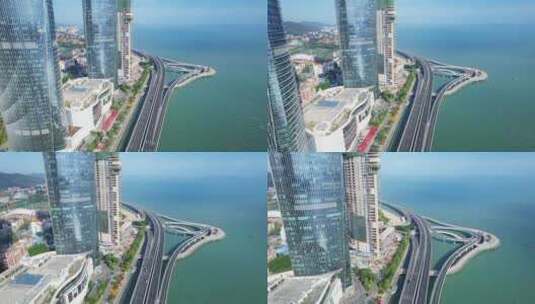 厦门航拍演武大桥建筑风光高清在线视频素材下载