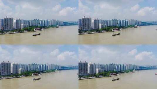 贯穿城市的瓯江高清在线视频素材下载