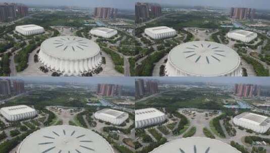 航拍湖北荆州体育馆市民中心高清在线视频素材下载
