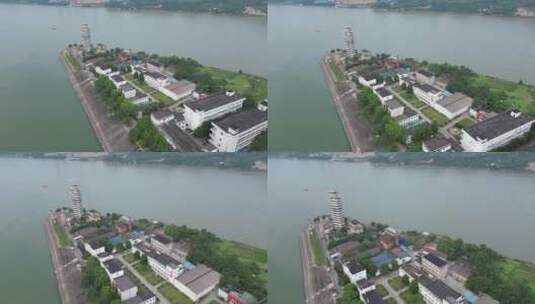 城市航拍宜昌长江西坝岛航拍高清在线视频素材下载