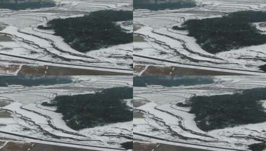 南方山川农田冬天雪景竖屏航拍高清在线视频素材下载