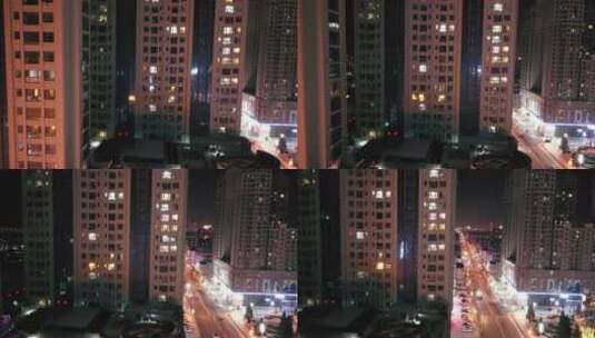 城市建筑转向马夜景航拍高清在线视频素材下载