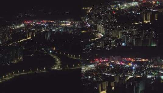 湖滨城市夜景4K高清在线视频素材下载
