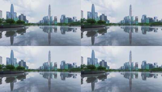 深圳市民中心雨后城市大范围延时视频高清在线视频素材下载