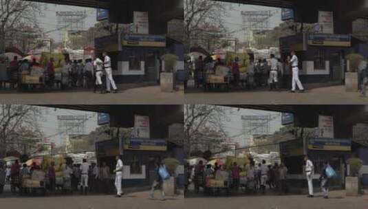 印度加尔各答豪拉桥下市井街区警察派出所1高清在线视频素材下载