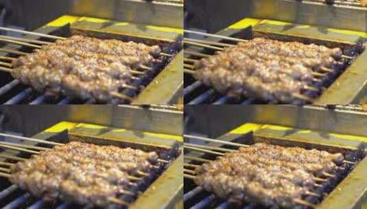 烤羊肉串微距特写镜头高清在线视频素材下载
