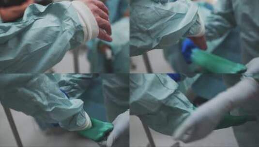 医生在手术前戴上手套高清在线视频素材下载