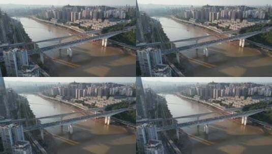重庆长江嘉华大桥城市风光航拍高清在线视频素材下载