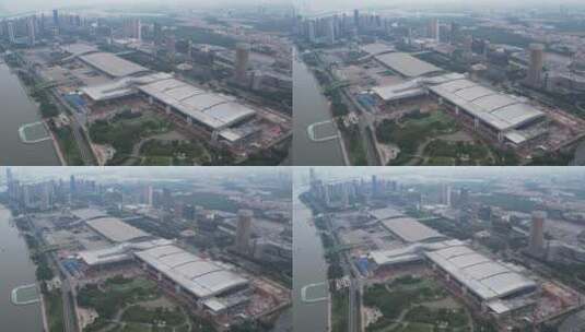广州琶洲会展中心航拍高清在线视频素材下载