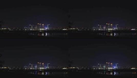 泉州东海泰禾夜景城市夜景江滨晋江大桥夜景高清在线视频素材下载