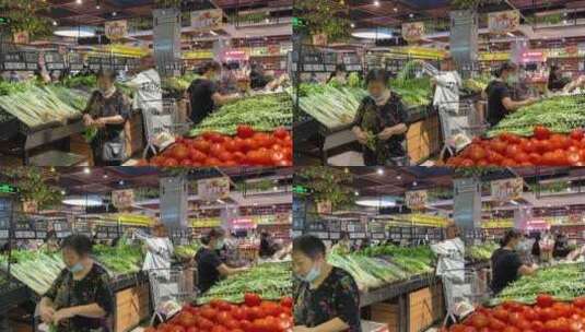 疫情之下超市蔬菜区采购人02高清在线视频素材下载