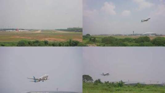 4K飞机从天空飞过飞机起飞飞机降落航班高清在线视频素材下载
