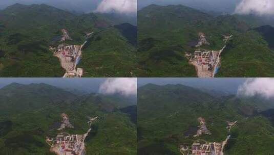 湖南大围山红莲寺与游客服务中心俯瞰高清在线视频素材下载