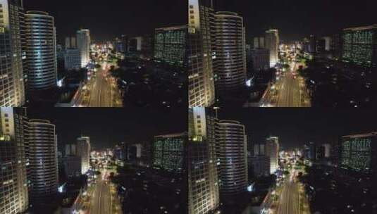 江苏常州城市夜景交通航拍高清在线视频素材下载