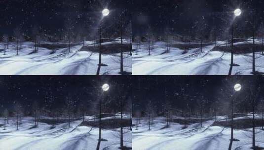 大自然冬天 皎洁月光照射下的雪景高清在线视频素材下载
