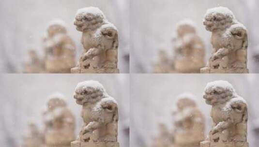 大雪中的故宫博物院内慢镜头景色高清在线视频素材下载