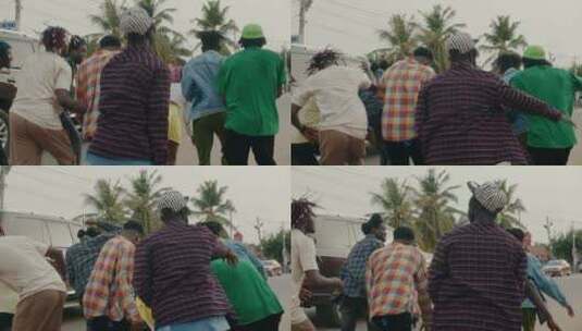黑人朋友在街道跳舞高清在线视频素材下载