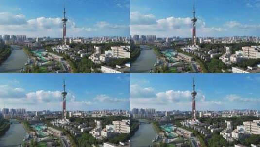 江苏南京广播电视塔航拍风光高清在线视频素材下载
