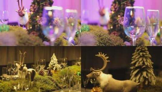 圣诞装饰 麋鹿 圣诞树圣诞夜圣诞晚宴聚会高清在线视频素材下载