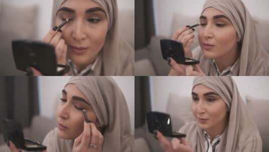 化妆的穆斯林女人高清在线视频素材下载