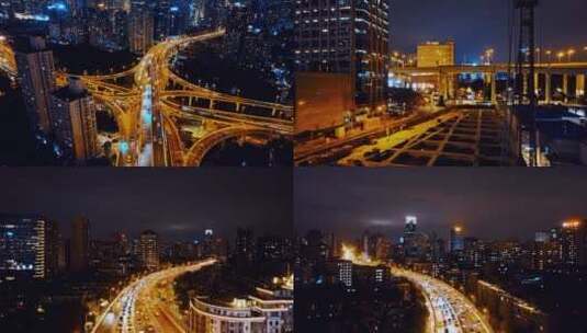 上海浦西延安高架航拍合集高清在线视频素材下载