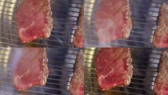 烤肉牛排炭炉烤炉火烤高清在线视频素材下载