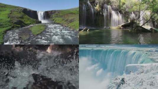 大美自然 航拍壮美瀑布风景空镜头 视频合集高清在线视频素材下载