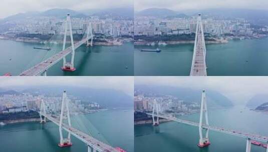 湖北恩施巴东县长江大桥巫峡长江三峡航拍高清在线视频素材下载