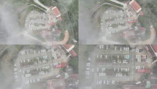 穿云俯拍景区停车场高清在线视频素材下载