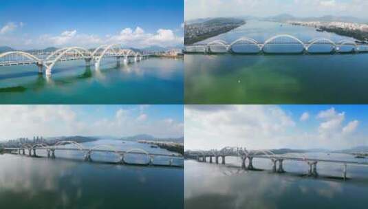 广东潮州金山大桥航拍风光 合集高清在线视频素材下载