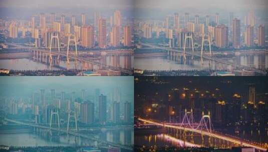 湖南长沙三汊矶大桥日转夜延时摄影高清在线视频素材下载