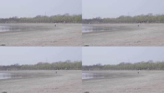 一人在水边行走高清在线视频素材下载