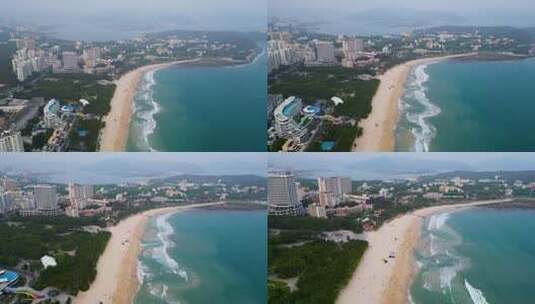 三亚市国家海岸大东海旅游区航拍海岸线高清在线视频素材下载