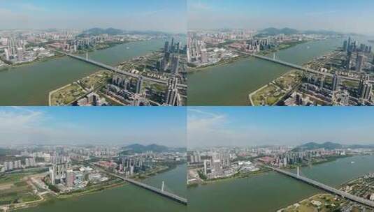 广州南沙区航拍大景高清在线视频素材下载