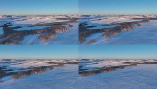 航拍4K苍茫雪原夕照高清在线视频素材下载